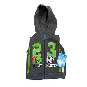 New With Tags Tuff Guys Brand Full Zipper‎ Hooded Fleece Vest Size 12 Months